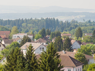 Swiss rural landscapes near Zurich. Neiderrohrdorf city. Switzerland.