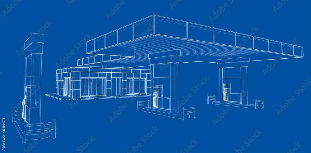 Poster gas station. vector rendering of 3d