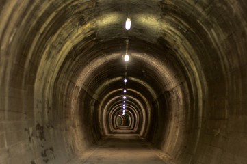Obraz premium Alpe Adria cycling road tunnel, old railway, underground