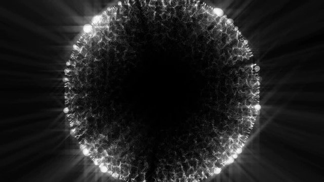 Glitter silver explosion sparkles on black background.
