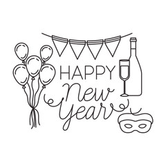 happy new year with elements decorative