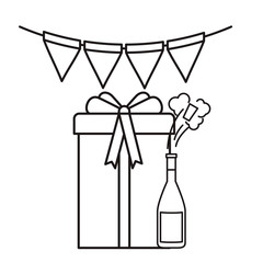 gift box with wine bottle and glass