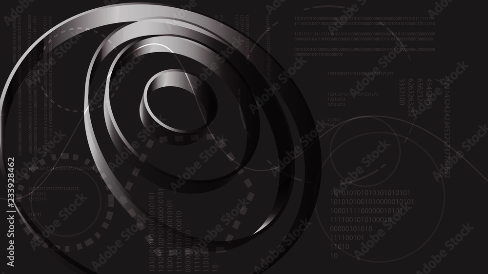 Poster black and white abstract modern energy technology digital elements of the hud display from the futur