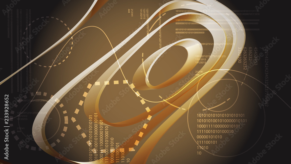 Poster yellow gold abstract modern energy technology digital hud display elements from a future circular te