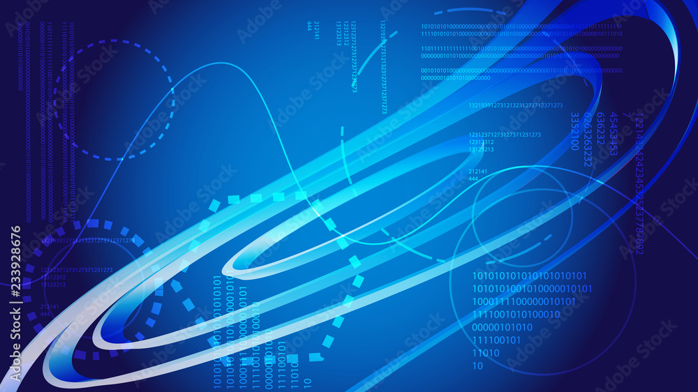 Poster blue abstract modern energy technology digital elements of the hud display from the future circular 