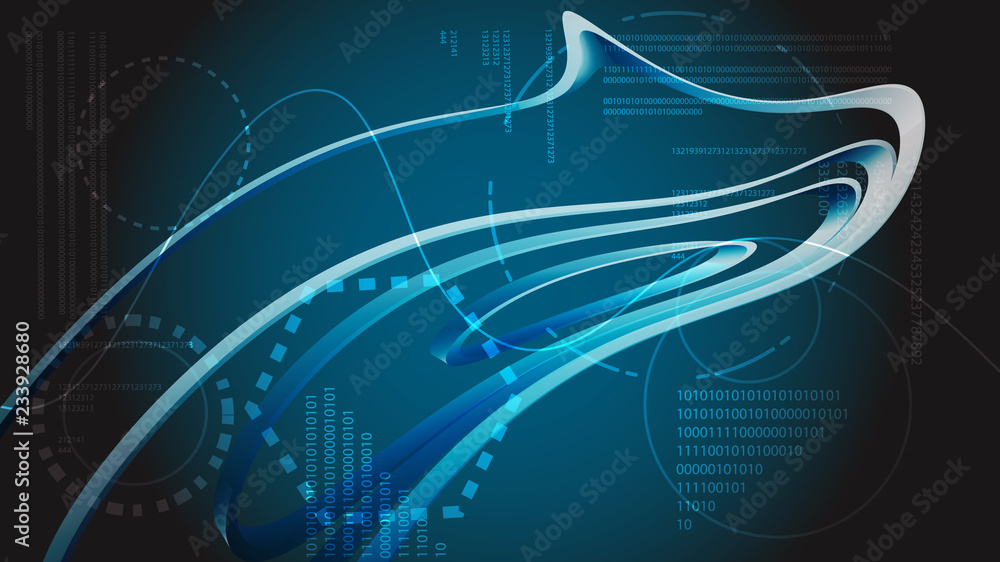 Poster blue abstract modern energy technology digital elements of the hud display from the future circular 