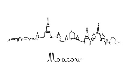 Naklejka premium moscow city skyline in one line style