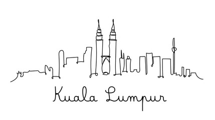 Fototapeta premium Kuala Lumpur city skyline in one line style