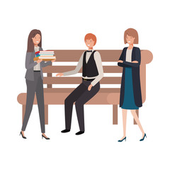 Fototapeta premium group of business in park chair avatar character