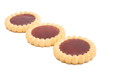 tartlets with raspberry jam isolated