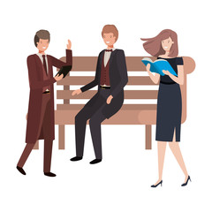 group of business in park chair avatar character