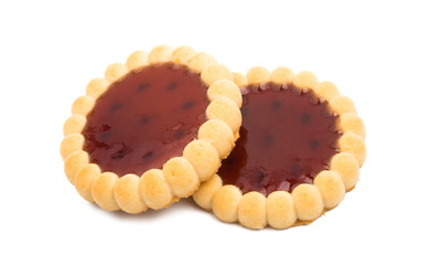 tartlets with raspberry jam isolated
