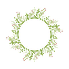 Green and pink floral frame