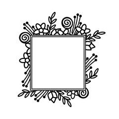 Monochrome floral frame