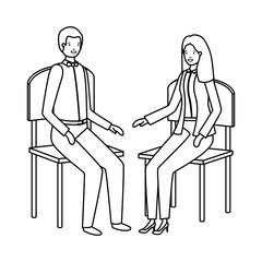 couple of business sitting in chair avatar character