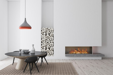 White dining room, round table