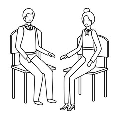 couple of business sitting in chair avatar character