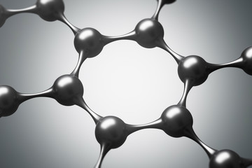 Close up of black molecules over gray