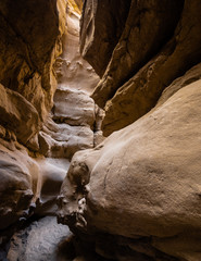 Inside slot canyon in Anza-Borrego state desert park in California.
