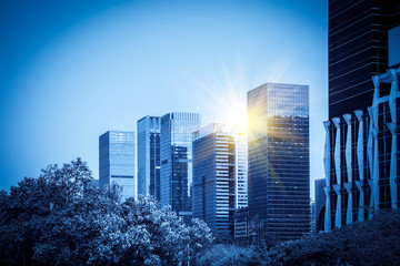 Architectural landscape of commercial building in central town