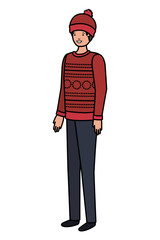 young man with winter clothes avatar character