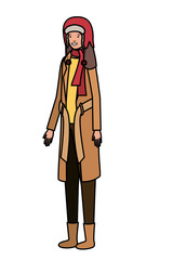 young woman with winter clothes avatar character