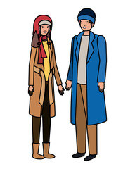 couple with winter clothes avatar character