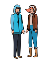 couple with winter clothes avatar character