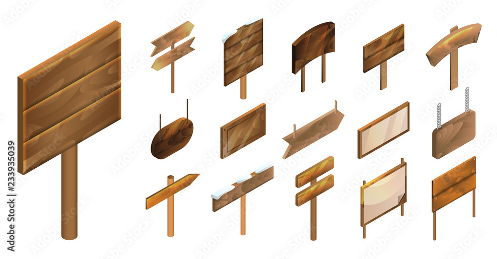Poster signpost icon set. isometric set of signpost vector icons for web design isolated on white backgroun