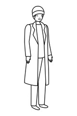 young man with winter clothes avatar character