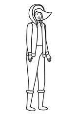 young woman with winter clothes avatar character