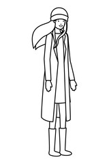 young woman with winter clothes avatar character