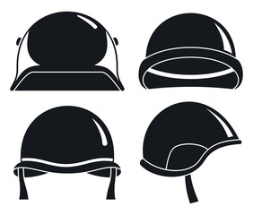 Soldier helmet icon set. Simple set of soldier helmet vector icons for web design on white background