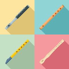 Flute icon set. Flat set of flute vector icons for web design © anatolir