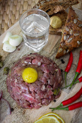 Beef tartare marinated with capers and onions