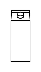 Vector black line icon of milk carton box with screw cap from the front isolated on a white background. It can be also used as a juice icon.