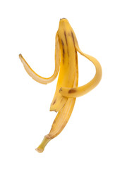 Slippery banana skin isolated on a white background