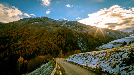 colorful sunset in the Valle Aurina