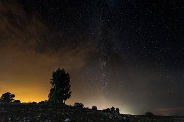 Night landscape near Gabriel and Galan. Extremadura. Spain.