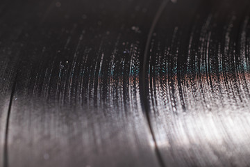 Vinyl record grooves closeup