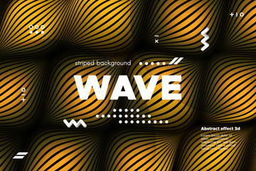 Gold Wave Banner with Distorted Lines.