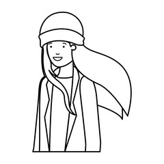 young woman with winter clothes avatar character