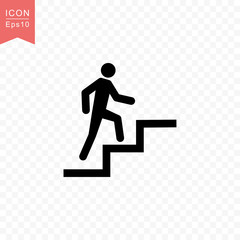 Man climbing stairs icon simple flat style vector illustration.