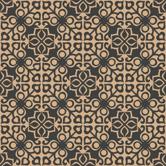 Vector damask seamless retro pattern background round curve cross kaleidoscope