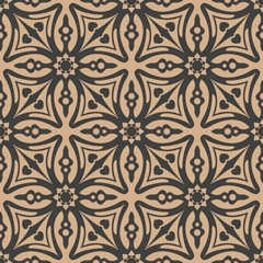 Vector damask seamless retro pattern background curve cross frame flower kaleidoscope
