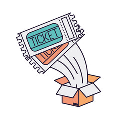 cardboard box with tickets comming out