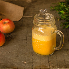 apple juice fresh (smoothie). top view. copy space