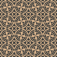 Vector damask seamless retro pattern background spiral vortex round cross frame dot line
