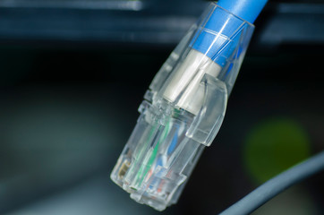 close-up image of Ethernet cord RJ45 for network and internet connection.selective focus shot