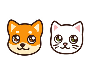 Cartoon cat and dog face